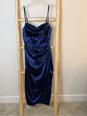 lillyanne formal satin asymmetrical midi dress Express Satin Pleated Tie Halter Sweetheart Asymmetrical Midi Dress at CoolSprings Galleria in Franklin, TN